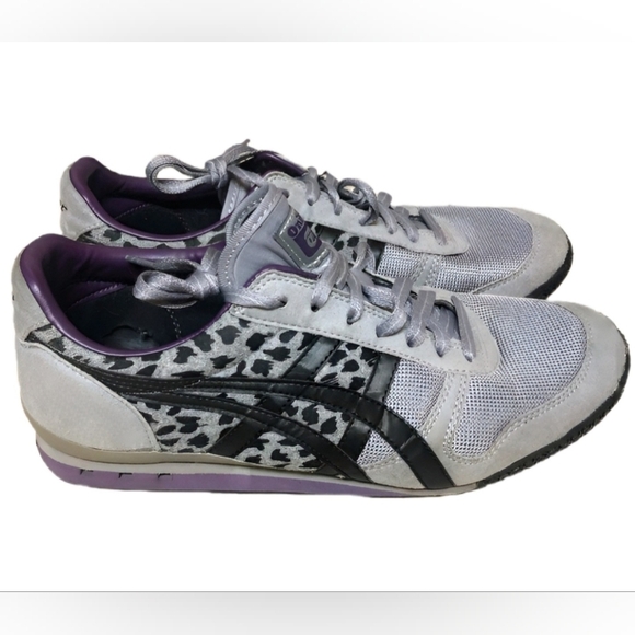 Onitsuka Tiger Women ULTIMATE 81 Sneaker US 11 Gray Purple Animal Print - Picture 1 of 2